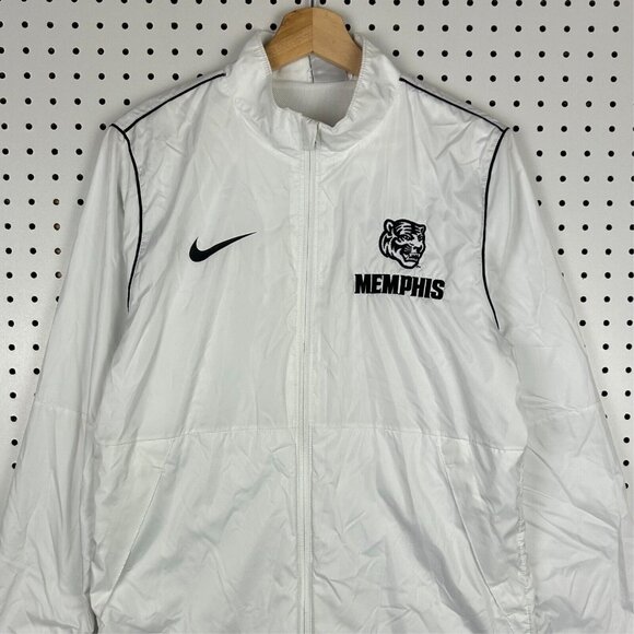 Memphis‎ Tigers Nike Windbreaker Jacket Size Medium White Black Full Zip Warm Up - Picture 1 of 5